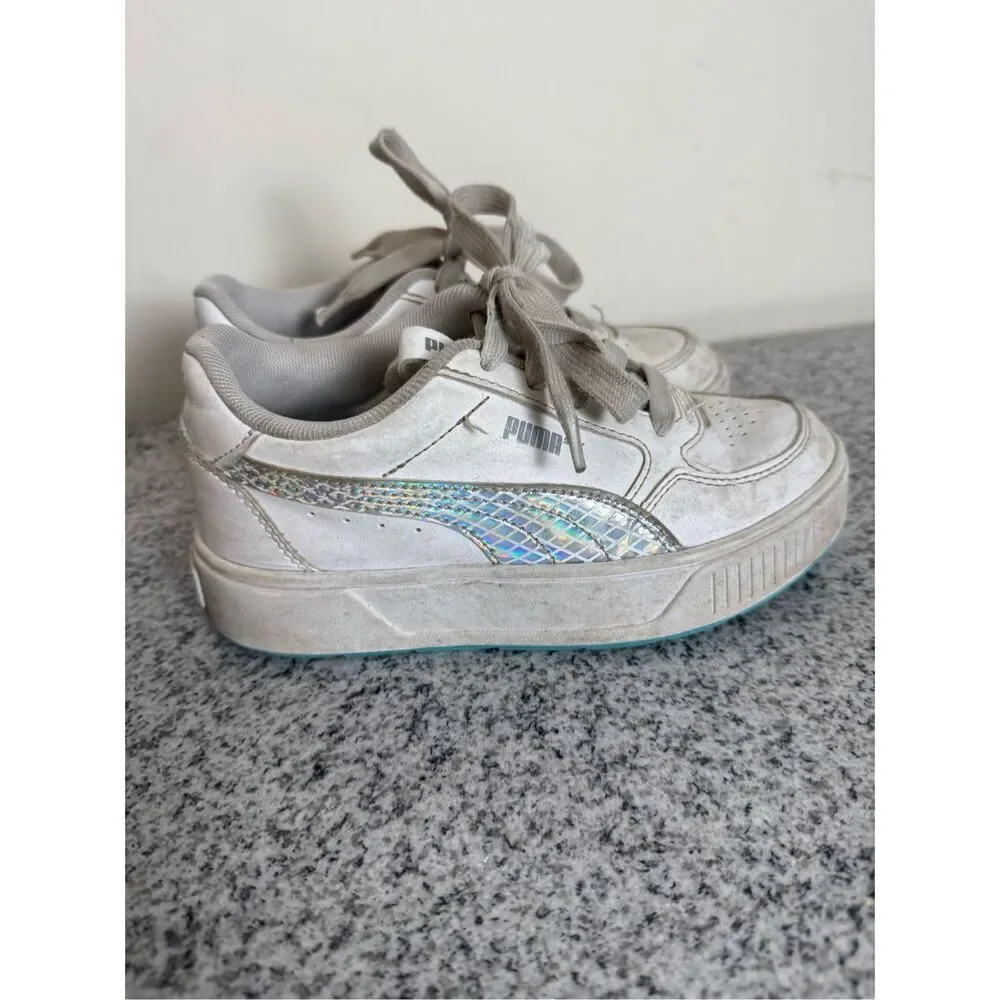 Puma Karmen Rebel White Mermaid Shoes Sneakers Platform 390750-01 Size 1.5 Youth